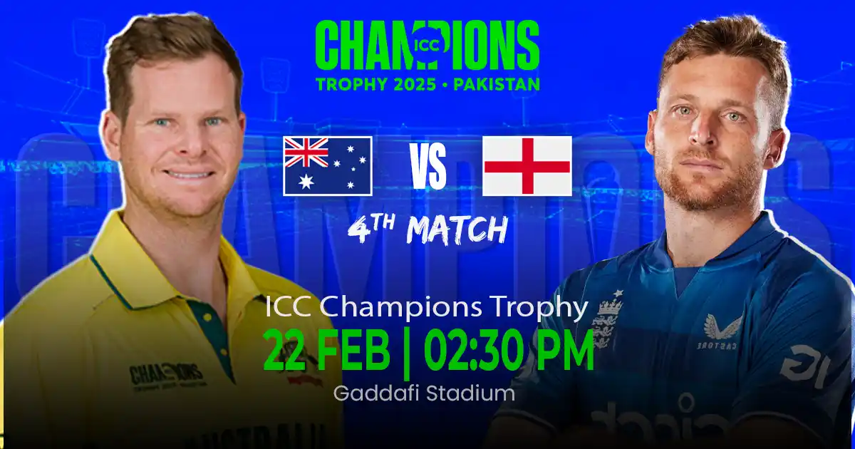 AUS vs ENG Champions Trophy 2025 Match Prediction, Fantasy Cricket Tips, Playing XI, and Pitch Report