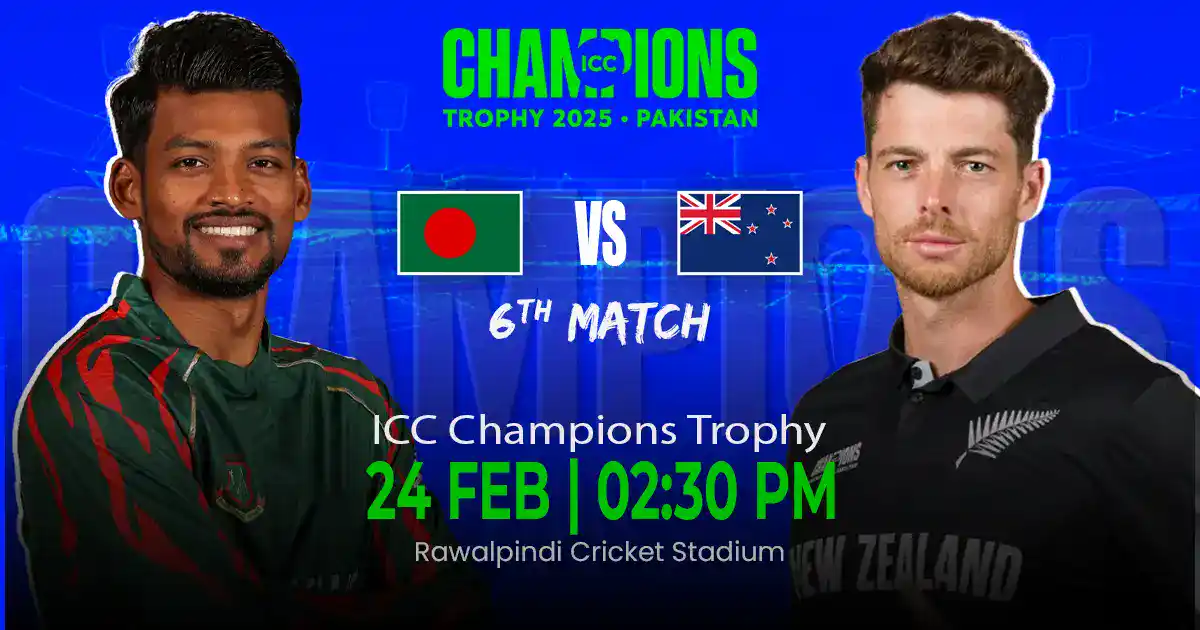 BAN vs NZ Champions Trophy 2025 Match Prediction, Fantasy Cricket Tips, Playing XI, and Pitch Report