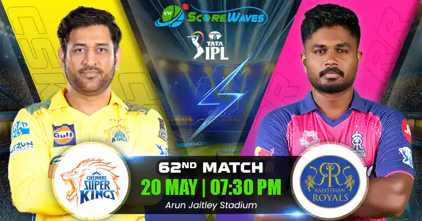 CSK vs RR Match Prediction, Fantasy Cricket Tips, Pitch Report, and Playing XI of 62nd Match of IPL 2025